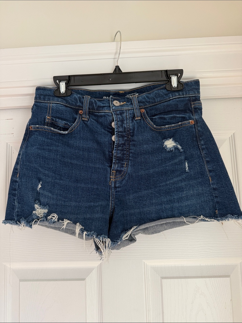 Old Navy Dark Blue Distressed Denim Cutoff Shorts size 8